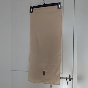 Sally Gee Skinny Scarf Japanese Vintage Cream Tan Beige Letter B Embroidery